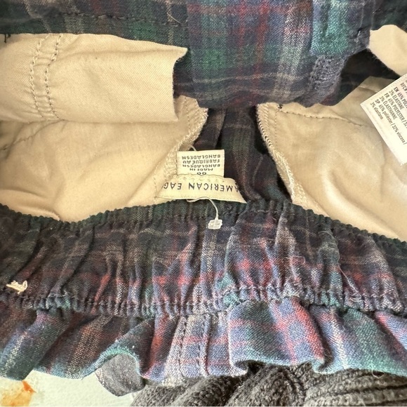 American Eagle Green Blue Plaid High Rise Button Zip Closure Shorts 00 - Picture 3 of 10